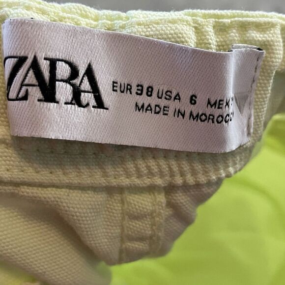 Zara Cargo Pants Womens‎ 6 Parachute Pockets Pull On Light Green Baggy - Picture 7 of 10